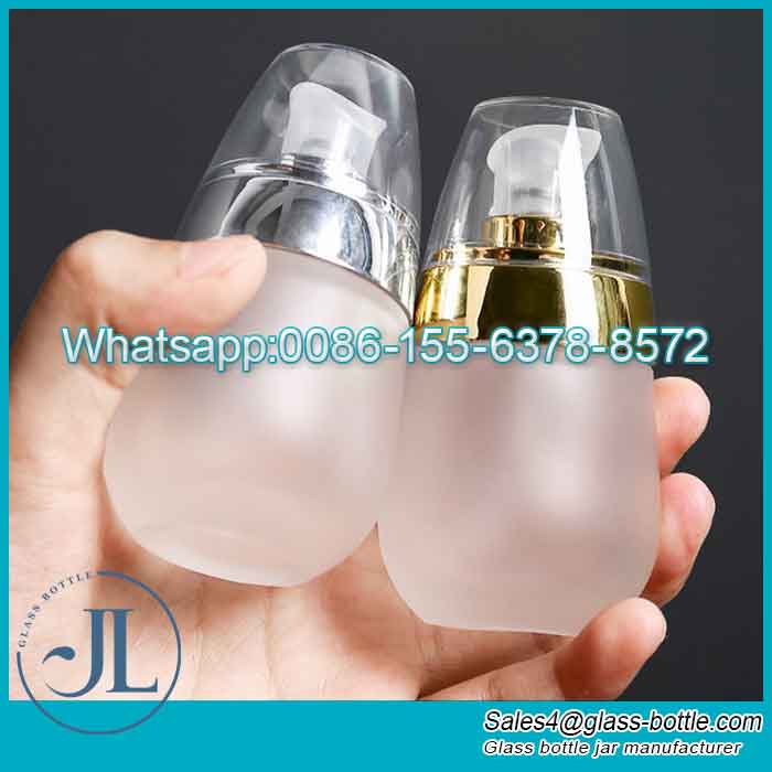 1oz/30ml Frosted Oval Glass Lotion Bottle Custom Wholesale