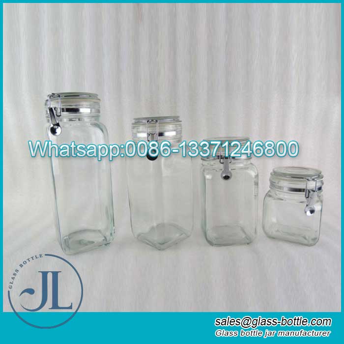 High quality hot selling hermetic food clip top clear glass jar