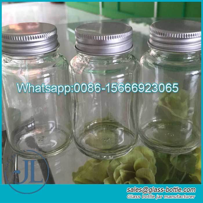 clear glass Capsule or Pill bottles with Aluminium Screw Lids