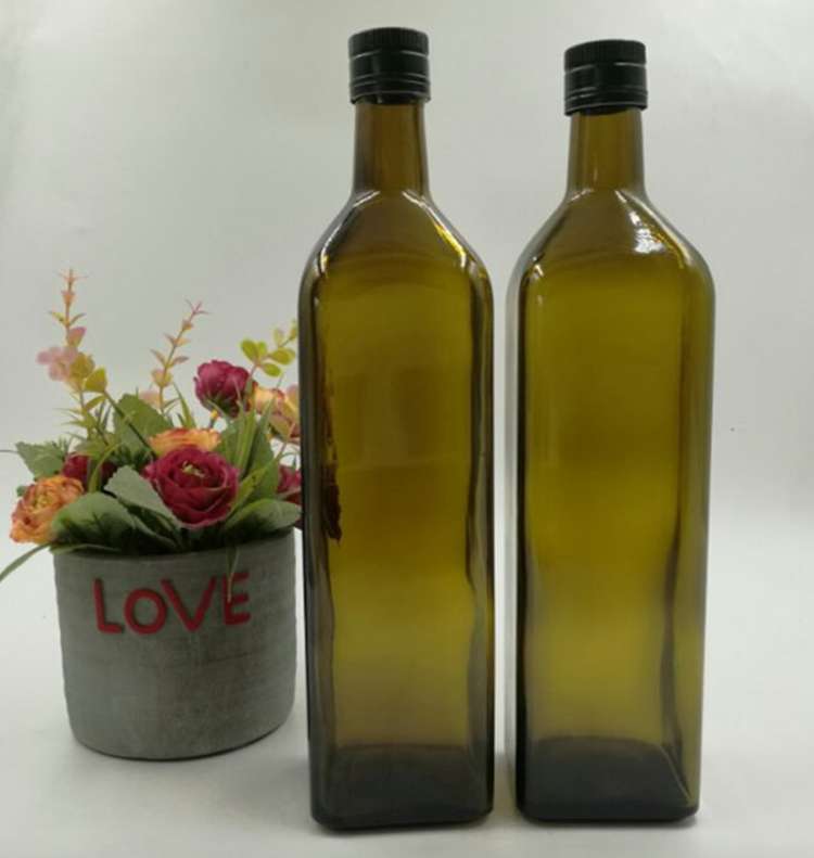 1000ml Vintage Dark Green Olive Oil Glass Bottle
