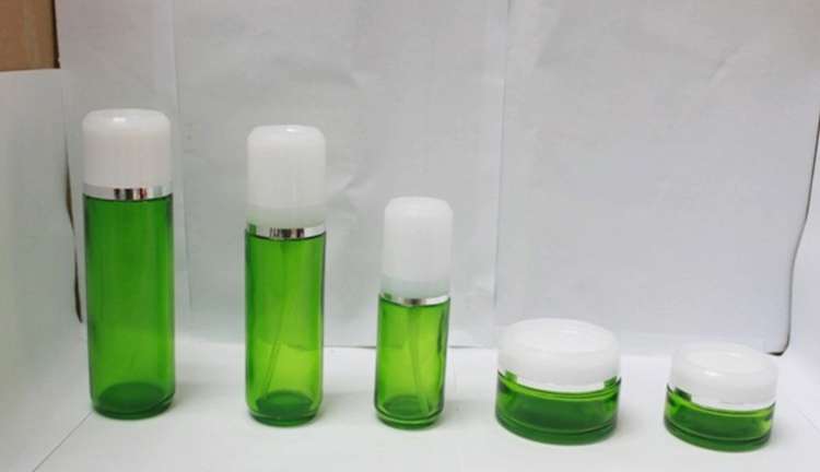 green color cosetic set for jar and bottle