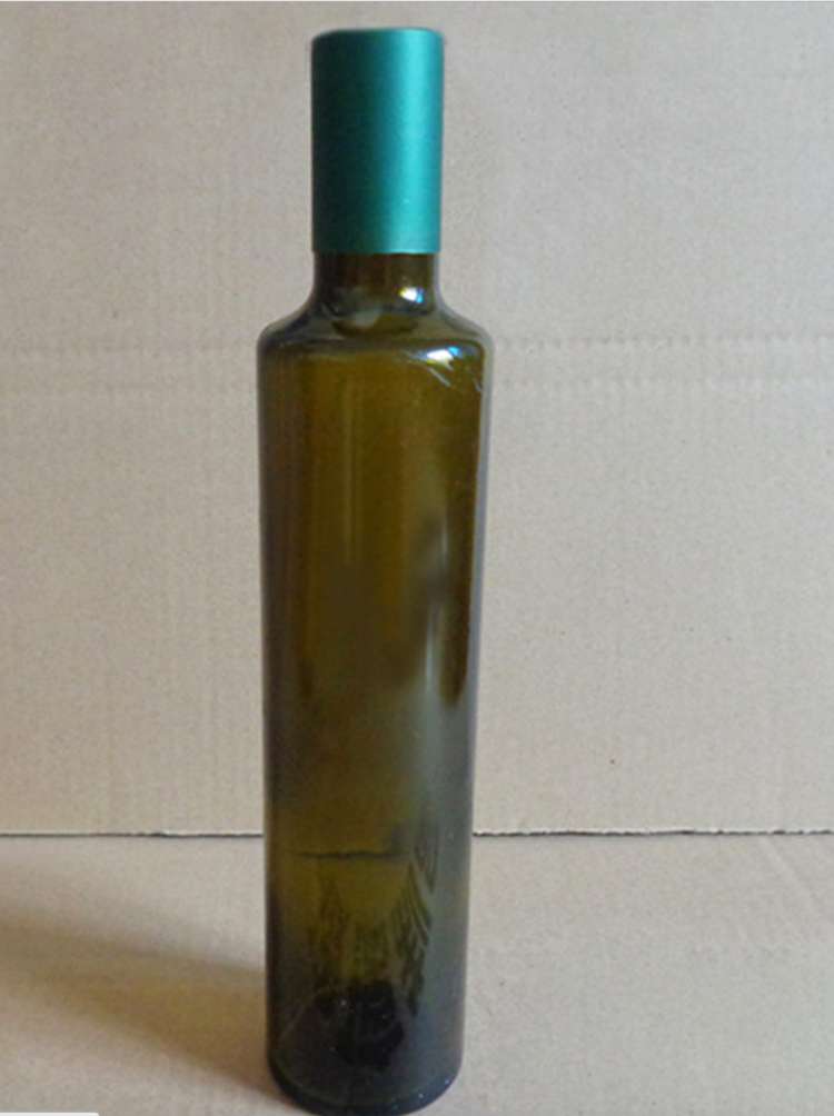 500ml dark green olive oil round glass bottle