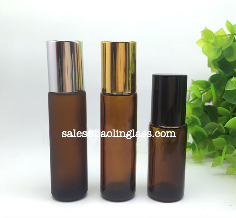 1/3 oz 10ml amber aroma roll on glass bottle for essential oil