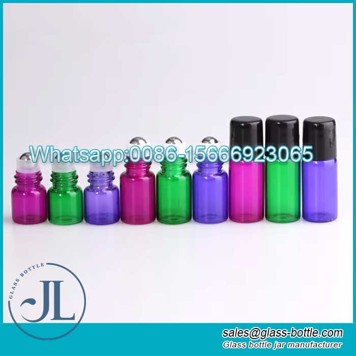 refillable colorful mini glass roll on bottles