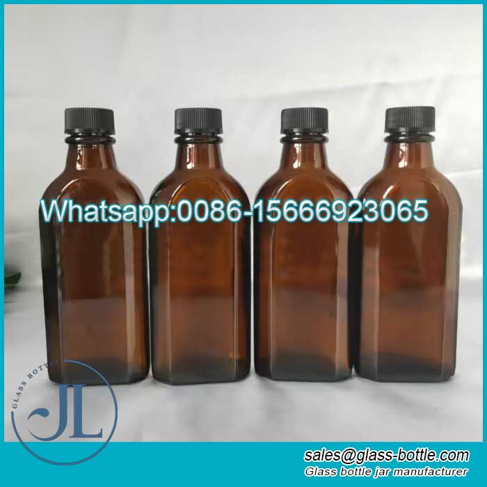 100ml Mini Square Amber glass bottle for Sprit Drinks or pharmaceutical