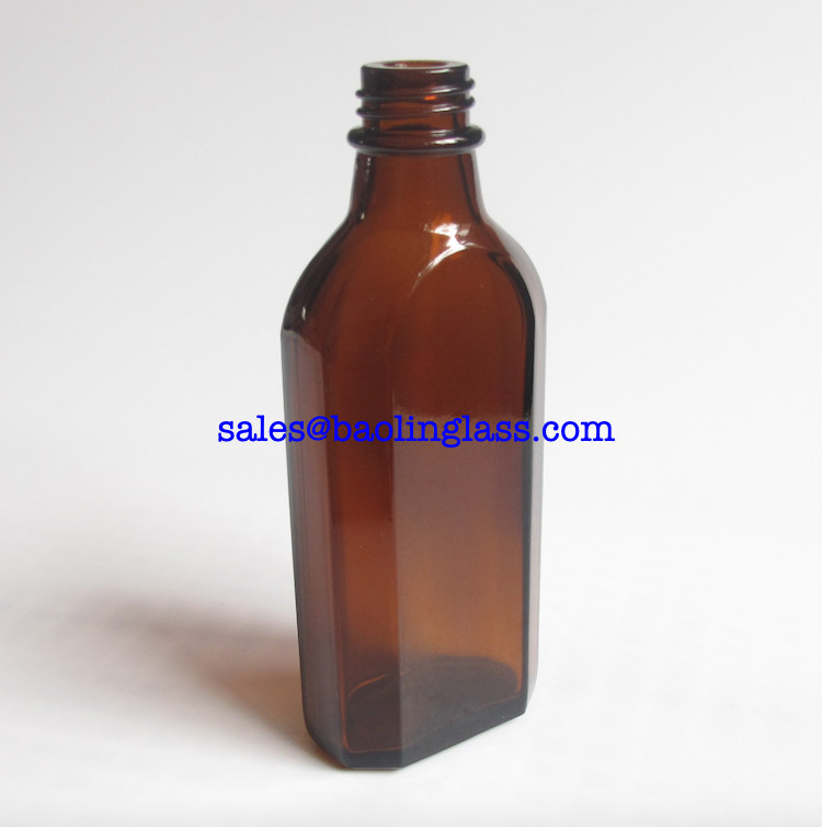 100ml oral liquid square amber glass bottle