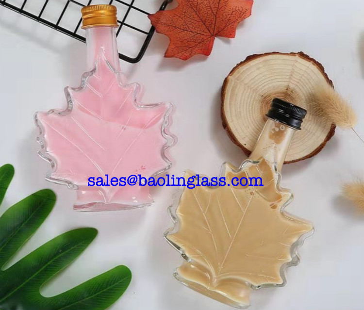 100ml 250ml leaf design glass maple syrup jars