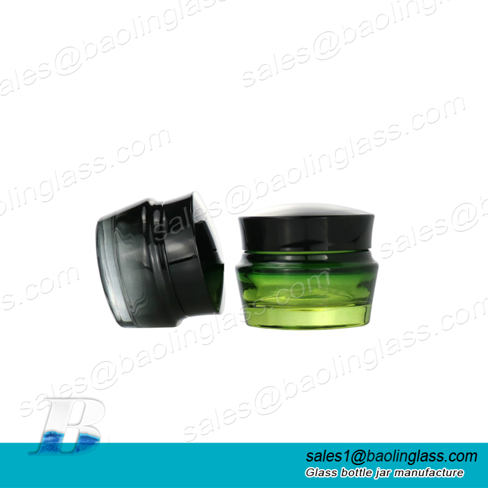 1oz 30g Frosted Green Black Facial Cream Jar Cosmetic Glass Bottle