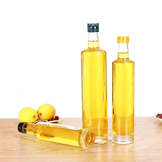 250ml 500ml 750ml Round glass olive clear camellia/edible oil vinegar bottle glass with screw bottle