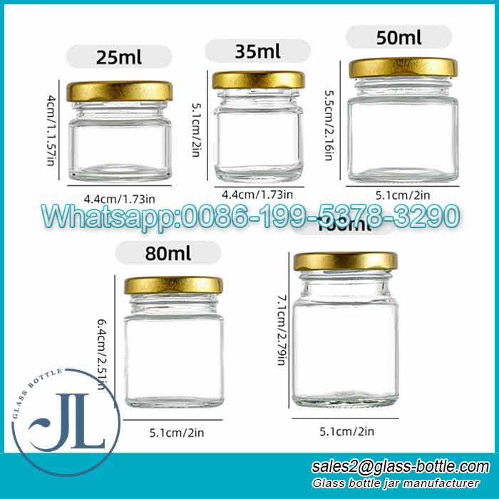 Wholesale Mini Glass Honey Jam Container Jar 25ml with lid