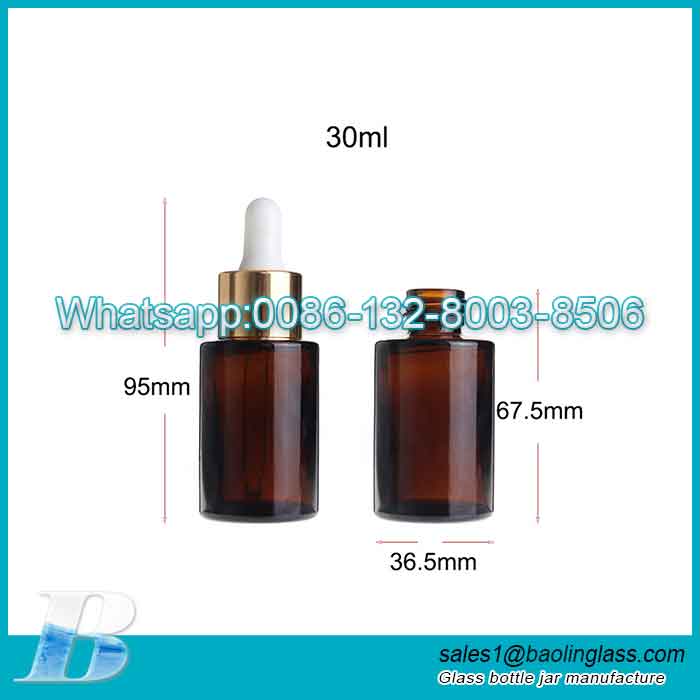 1 oz Eye Dropper Amber Glass Bottles 30ml with Golden Caps