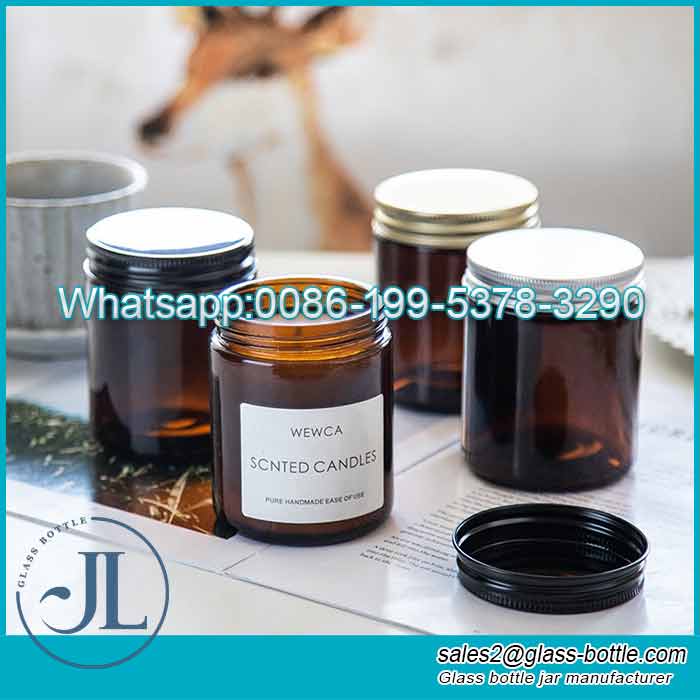 4-20oz Heat resistant and high safety glass candle jar with screw cap