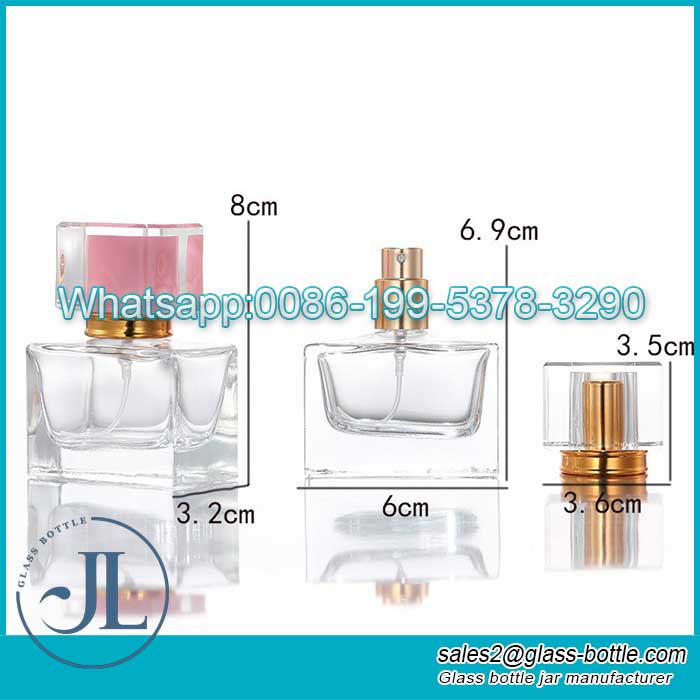 Wholesale 30ml 50ml 100ml Empty Square Refillable Glass Spray Perfume Bottle