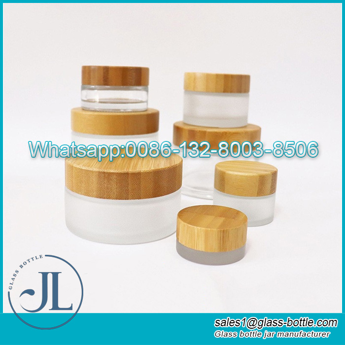 100g 120g frosted cream jar with bamboo lid