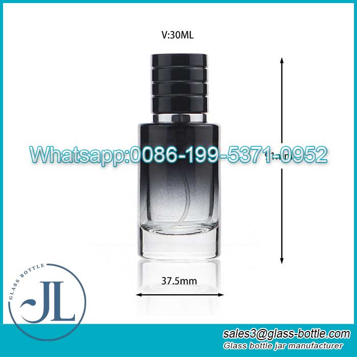 30ml Colourful cylinder thick bottom perfume bottle with spray mist supplier