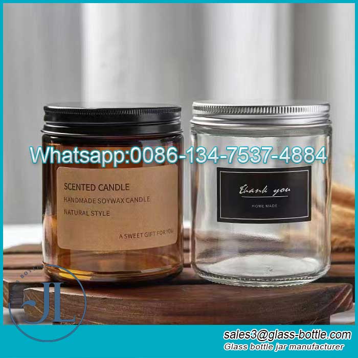 8oz-9oz-Amber-transparent-aromatherapy-candle-jar-with-aluminium-cap