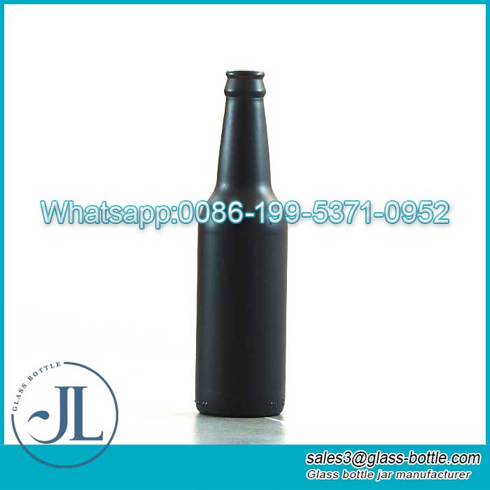 Black matte glass beer bottle wholesale