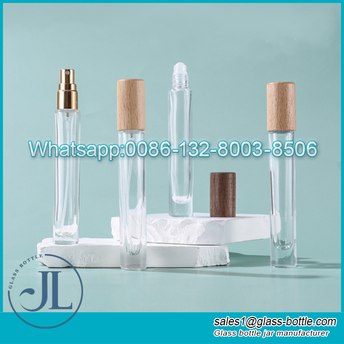 Wood Cap Glass Roll On Bottle