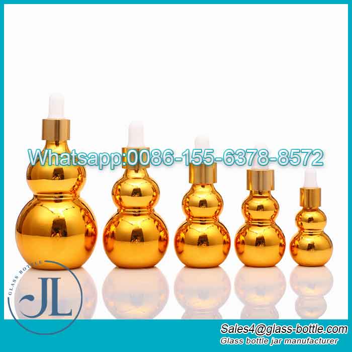 UV Electroplated Glass Gourd Bottle with Dropper Wholesale