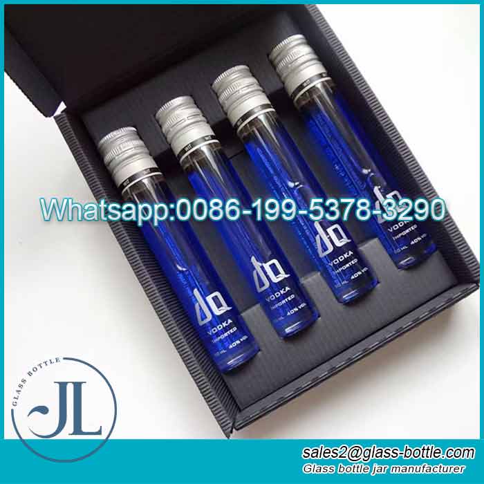 Wholesale 50ml Test glass tube wine bottle with aluminum cap