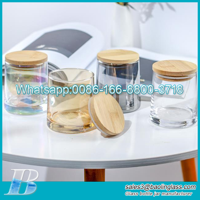 Customized 220ml 315ml luxury decorative container scented candle jar with  bamboo lid