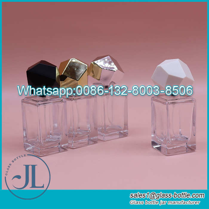 Unique Cap 30ml Square Perfume Glass Bottle Manufacturers