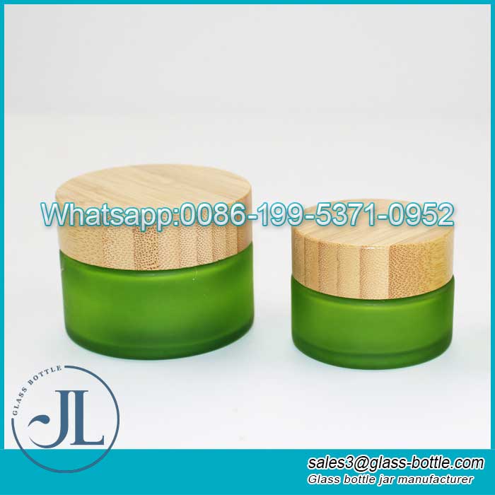 200g cosmetic glass jar with bamboo lid custom glass cosmetic jars