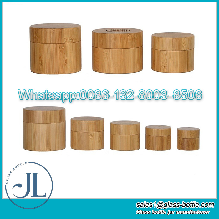 Bamboo cosmetic cream jar