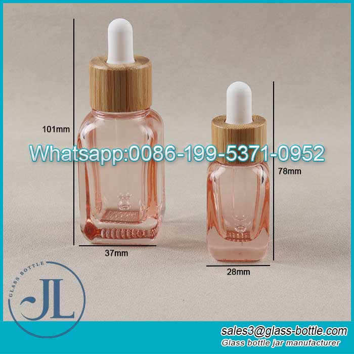 Wholesale Bamboo glass essential oil dropper bottle empty supplier