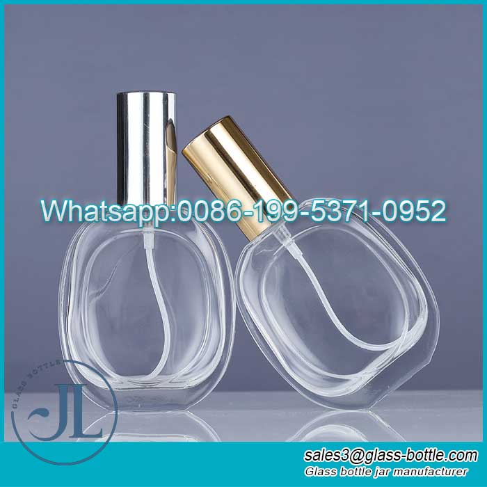 Wholesale 50ml Oblate transparent glass perfume bottle supplier