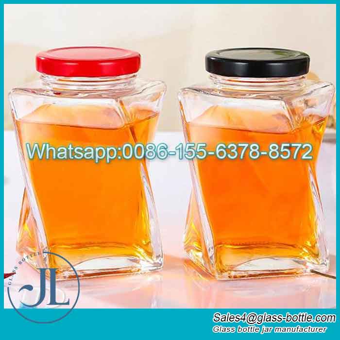 360ml Helical Glass Honey Storage Jars with Lid Supplier