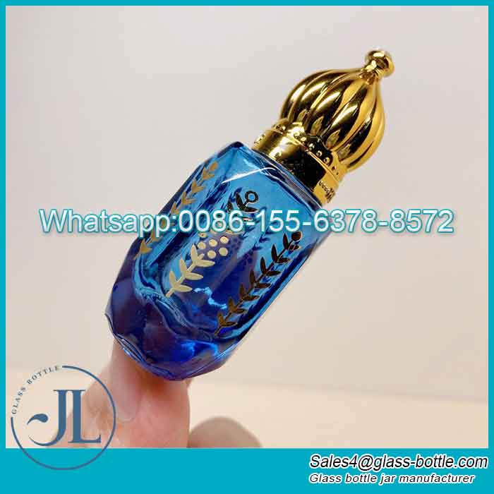 Customized Saudi Arabia 6ml Electroplating Logo Atta Oil Perfume Glass Bottle