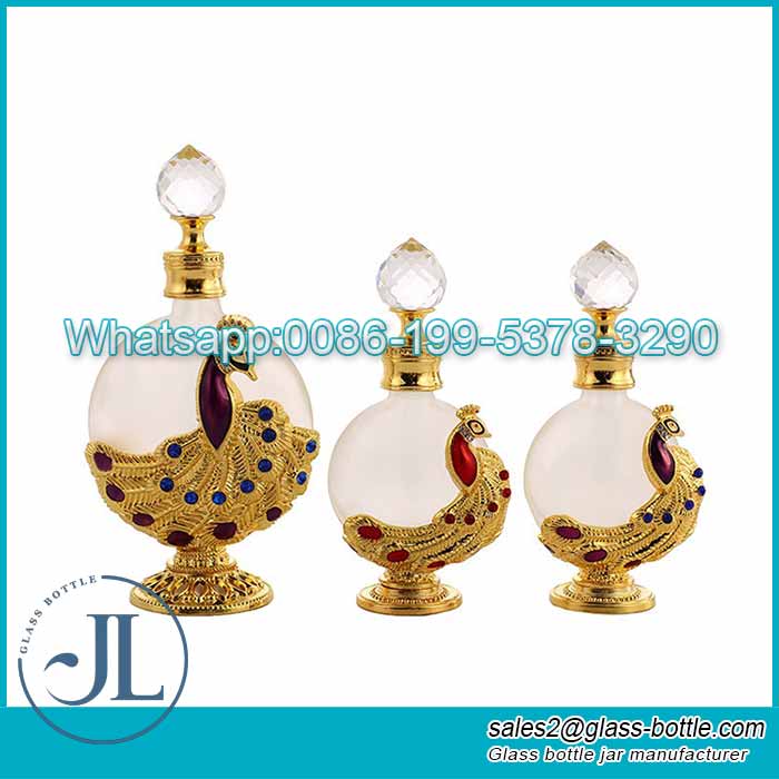 30ml alloy peacock style Middle Eastern fragrance oil bottle dispenser bottle