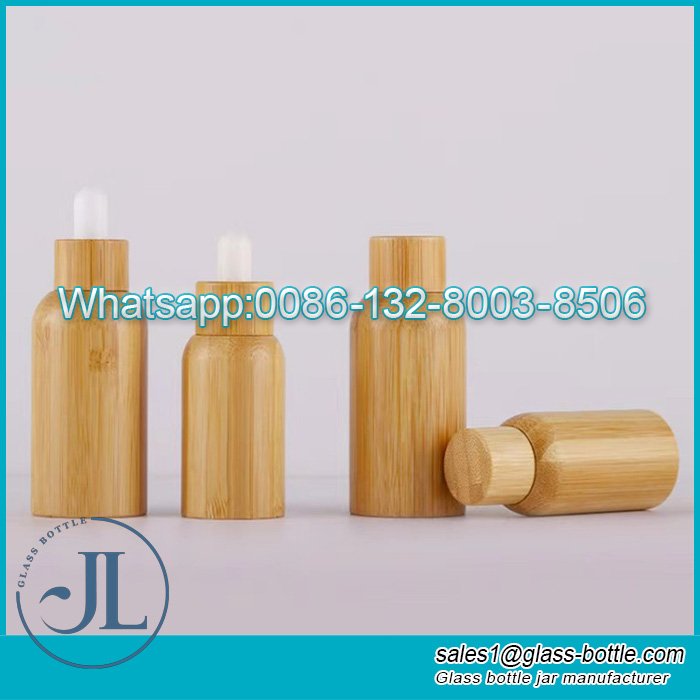 5ml to 100ml Bamboo cosmetic essential oil dropper bottle