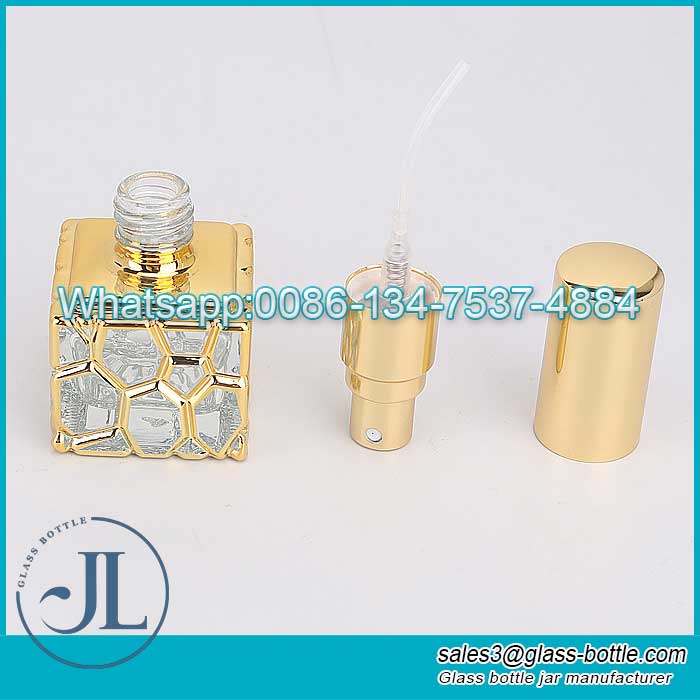 Luxury Electroplating Golden Pattern Glass Perfume Bottle 10ml Mini in Stock