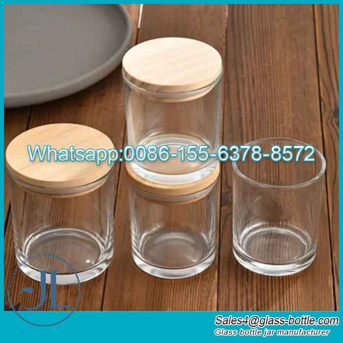 Luxury Heat Resistant Glass Jars for Candles with Bamboo Lids