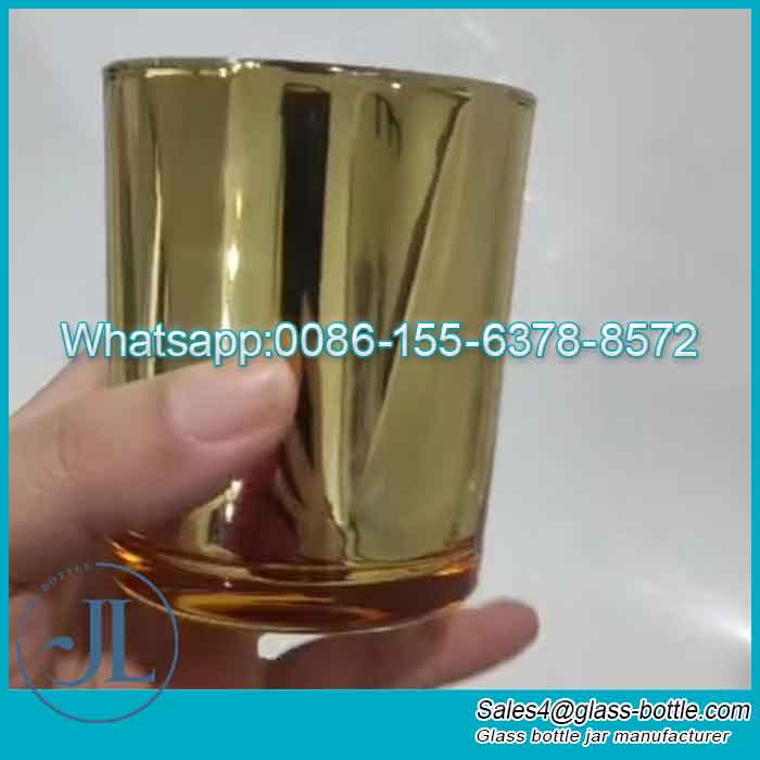 Custom High Art Golden Electroplating Glass Votive Candle Holder Factory