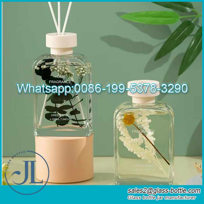 200ml Square flat glass aroma reed diffuser bottle supplier