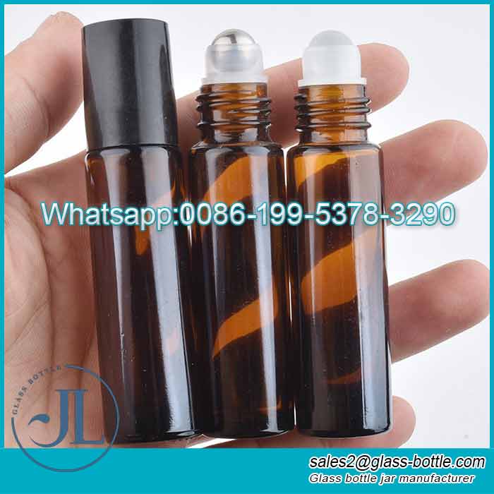 Wholesale10ml amber metal roller essential oil bottle