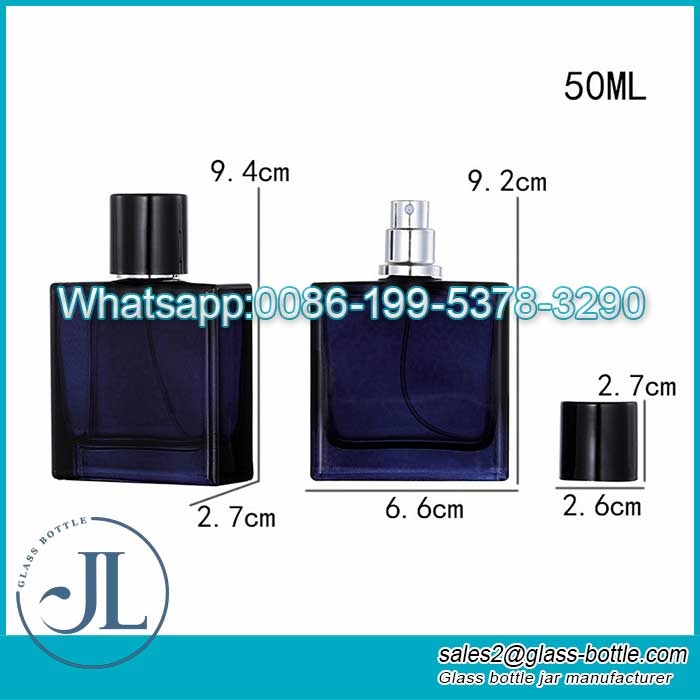 Luxury 50ml Ink blue portable perfume spray bottle supplier