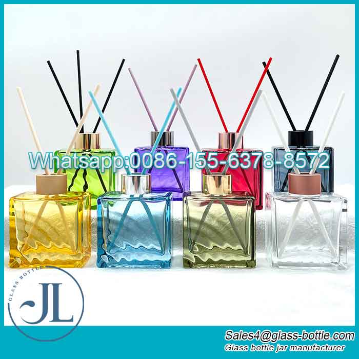 100ml Colorful Embossed Reed Diffuser Bottles with Rattan and Box