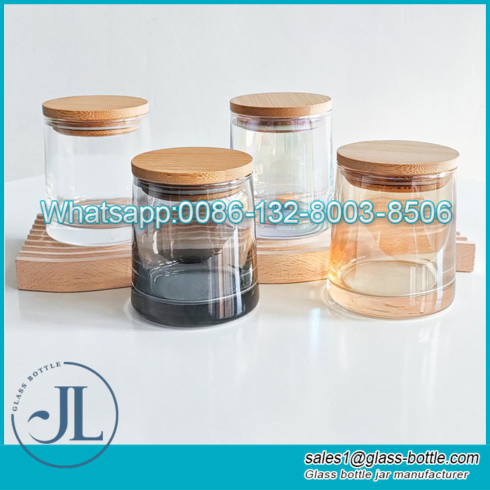 270ml glass cup glass jar with woode lid