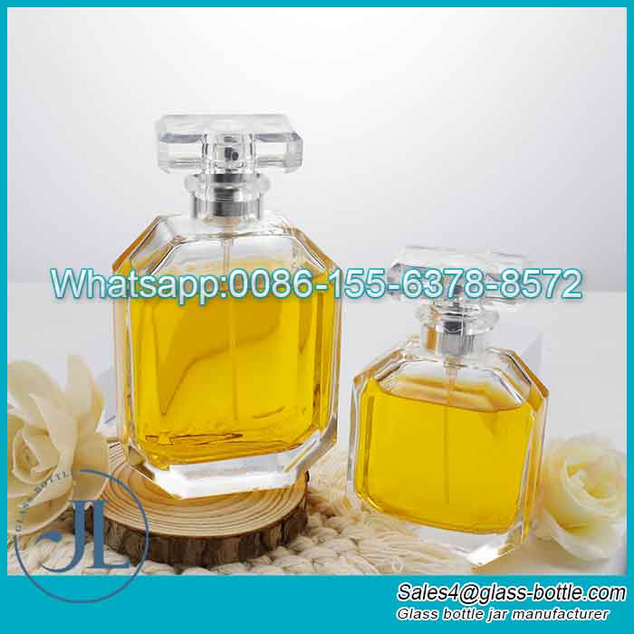 Custom Flat Octagon Shape Perfume Bottle with T-cap Wholesale