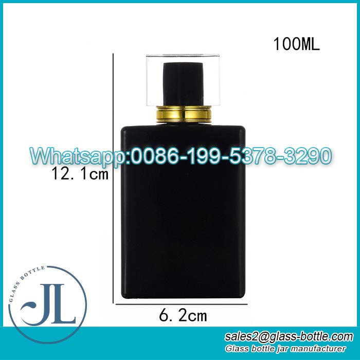 Custom100ml matte black square glass spray perfume bottle