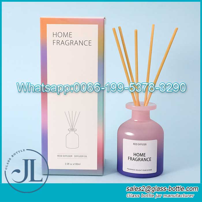 Wholesale 100ml glass gradient color reed diffuser bottle supplier