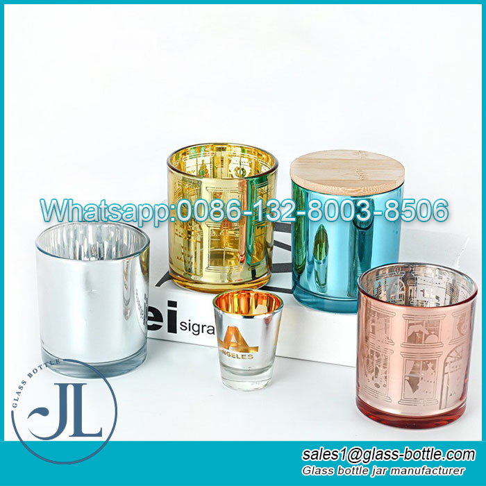 Electroplated Laser Carving Pattern Aromatherapy Candle Glass Jar