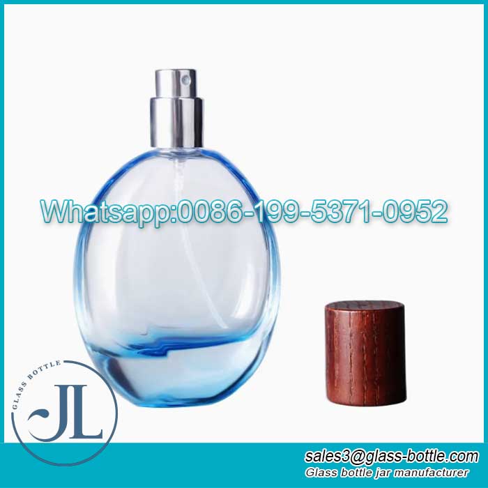 50ml oval glass perfume bottle with wooden cap